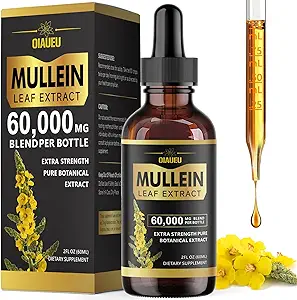 Mullein dråber til Lungs, Natural Mullein Leaf Extract, Respiratory Support & Lung Cleanse Herbal Supplement, Vegan - 2 fl oz
