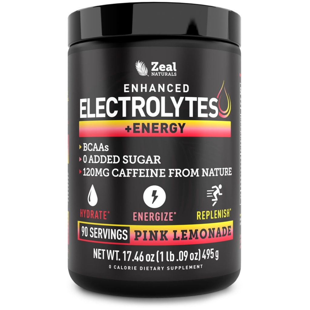 Pre- workout Electrolyte + Energy Powder Drink Mix (90 Servering Mex124; Pink Lemonade) w / 0 Sugar + BCAAs + B- Vitaminer Electrolyte Supplement w Kalium Zink & Magnesium til hydrering - Keto Electrolytes
