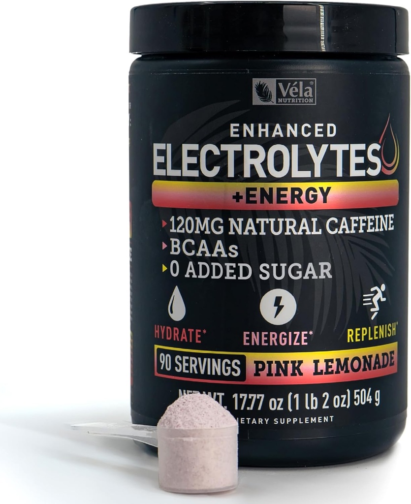 Pre-Workout Electrolyte + Energy Powder Drink Mix (90 Servings | Pink Lemonade) w/ 0 Sugar +BCAAs +B-Vitamins Electrolyte Supplement w Potassium Zinc & Magnesium for Hydration - Keto Electrolytes