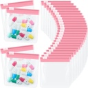 24 Stykker Pil Pouch Tasker Zipered Pil Pouch Sæt Genanvendelig gennemsigtig medicin Organizer Self Sealing Medicine Bag Rejser Plastic Pill Tasker med Slide Lock Pill Tasker til piller (lys Pink)