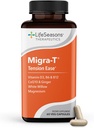 LifeSeasons Migra- T med Relieve- R - Migræne Prevention & Relief Supplement - Support for Svær Hovedpine - Reducerer lyslyd & odor følsomhed - Feverfew, White Willow, Magnesium Ginger & CoQ10