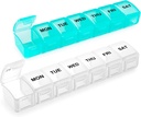 Lille Pill Organizer 2 gange om dagen, 2 Pack 7 dag Pill Box 1 gang om dagen, Rejsevenlig Dag Nat Vitamin Organizer, Ugentlig AM PM Pill Case Container