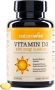 NatureWise Vitamin D3 5000iu (125 mcg) 200- Day Supply for immunforsvar, sund muskelfunktion, og ben sundhed - non-GMO, Gluten Free in Organic Extra Virgin Olivenolie, (Mini Softgel), 200 Greve
