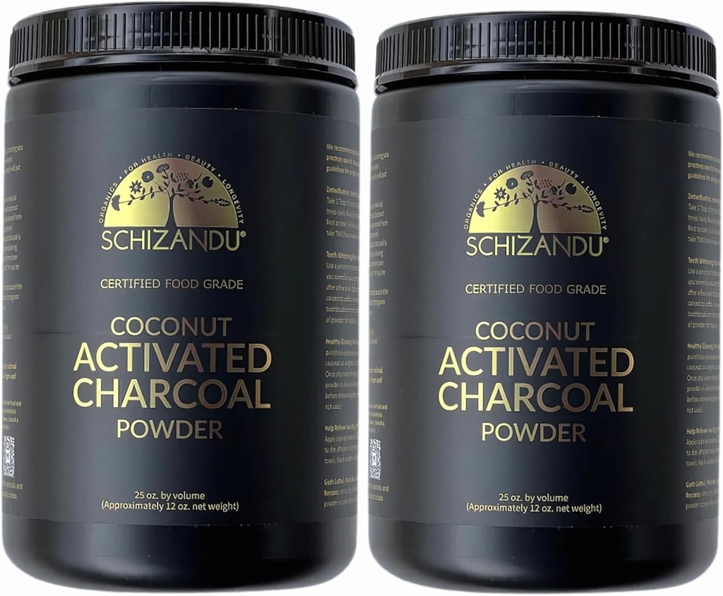 Organic Charcoal Powder Aktiveret Charcoal Natural, Vegansk, Organisk, GMO fri - Stor flaske 25 oz pulver - 2pack