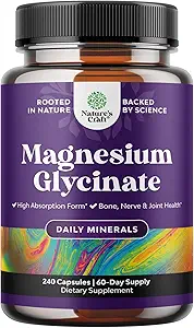 Høj Absorption Magnesium Glycinat Kapsler - 500mg Magnesium Glycinat Per Servering til Calming Sleep Plus Muskelben & Nerve Support - Chelated 500mg GMP Certificeret 240 Tæl