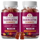 (2 Pack) Quercetin Gummies med Bromelain, Elderberry, Zink og C-vitamin - Chewable Quercetin 700mg Supplement for Immunitet, Allergi, Aging Support - Vegansk Gummies for Voksen & Kid