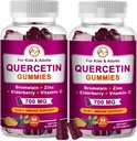 (2 Pack) Quercetin Gummies with Bromelain, Elderberry, Zinc and Vitamin C - Chewable Quercetin 700mg Supplement for Immunity, Allergy, Aging Support - Vegan Gummies for Adult & Kid