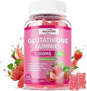 Glutathione Supplement Collagen Gummies: L-Glutamine Contains Marine Collagen Vitamins C, E, D&B12 Glutathione Gummies 1000mg for Anti-Aging Formula and Strengthen Bones