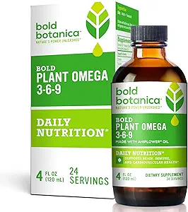 Fed Botanica Plant Omega 3-6-9, med Ahiflower Oil, Vegan Omega 3, Komplet Plantbaseret Omega for Brain & immunsundhed, Bedre end Hør, Fisk fri, Stor Smag, Sukkerfri, Non- GMO, Liv- 4 oz