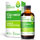 Fed Botanica Plant Omega 3-6-9, med Ahiflower Oil, Vegan Omega 3, Komplet Plantbaseret Omega for Brain & immunsundhed, Bedre end Hør, Fisk fri, Stor Smag, Sukkerfri, Non- GMO, Liv- 4 oz