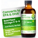 Fed Botanica Plant Omega 3-6-9, med Ahiflower Oil, Vegan Omega 3, Komplet Plantbaseret Omega for Brain & immunsundhed, Bedre end Hør, Fisk fri, Stor Smag, Sukkerfri, Non- GMO, Liv- 4 oz