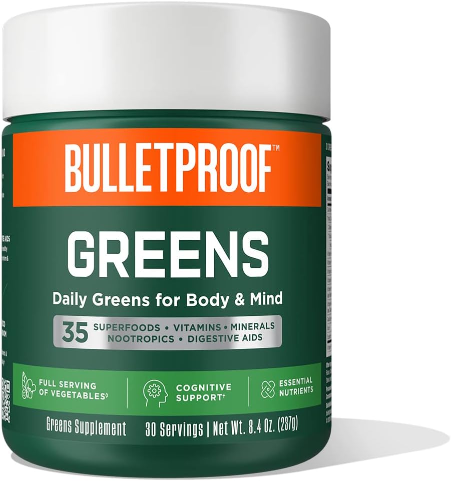 Skudsikre grønne, 8.4 Ounces, Daily Green pulver med superfødevarer og nootropics, fuld servering af grøntsager, essentielle næringsstoffer