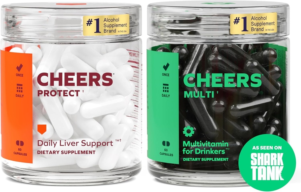 Skål Daily Combo Buddy 124; Beskyt + Multi Buddy 124; Daily Supplements for Drinkers to Support Liver Health & Replenish Lost Vitamin Buddy 124; 30 Doser Hver Buddy 124; Cholin, Betain, Niacin, B- Vitamin, L- Cysteine, DHM