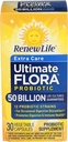 Renew Life Extra Care fordøjelige probiotiske kapsler, 50 Millioner CFU Garanteret, Dagligt tillæg støtter immunforsvar, fordøjelsessygdomme, åndedrætssygdomme (1), L. Rhamnosus GG, Dairy, Soy og Gluten- Free, 30 Greve