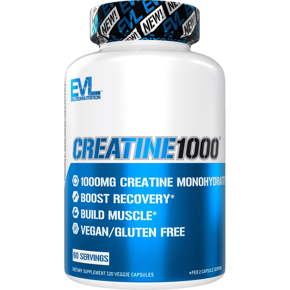 Evolution Pure Creatin monohydrat kapsler 1000mg Nutrition Pre and Post Workout Recovery Vegan Creatinine Pills for Gains and Muscle Recovery Supplement - Muscle Builder til mænd