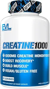 Evolution Pure Creatin monohydrat kapsler 1000mg Nutrition Pre and Post Workout Recovery Vegan Creatinine Pills for Gains and Muscle Recovery Supplement - Muscle Builder til mænd