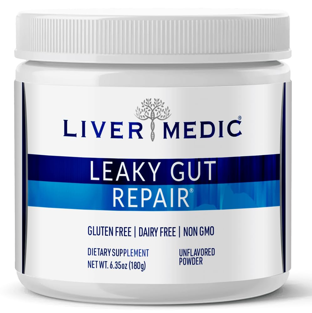 Leaky Gut Reparation Gut Health Support Powder Glutamin Slippery Elm til IBS Heartburn Relief Bloating to Soothe Mave for Kvinder & Mænd Kapsler (Unflavored) 180g