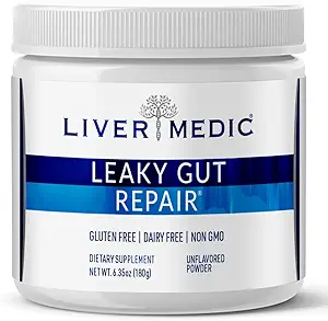 Leaky Gut Reparation Gut Health Support Powder Glutamin Slippery Elm til IBS Heartburn Relief Bloating to Soothe Mave for Kvinder & Mænd Kapsler (Unflavored) 180g