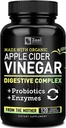 Organic Apple Cider Vinciferkapsler + fordøjelsesenzymer & probiotika (1500mg • 124; 120 Capsules) Raw Apple Cider Vinciferpiller & fibre supplement til Gut Health, immunforsvar, fordøjelse & Detox Rense