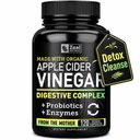 Organic Apple Cider Vinciferkapsler + fordøjelsesenzymer & probiotika (1500mg • 124; 120 Capsules) Raw Apple Cider Vinciferpiller & fibre supplement til Gut Health, immunforsvar, fordøjelse & Detox Rense