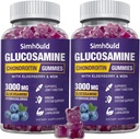 2 pakker Glucosamin Chondroitin Gummies - 3000MG ekstra styrke fælles supporttillæg med MSM & Elderberry, fleksibilitet, antioxidant immunsupportgam til voksne, mænd og kvinder