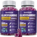 2 pakker Glucosamin Chondroitin Gummies - 3000MG ekstra styrke fælles supporttillæg med MSM & Elderberry, fleksibilitet, antioxidant immunsupportgam til voksne, mænd og kvinder