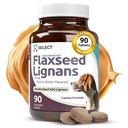 K9 Vælg Koncentreret Flaxseed Lignans til hunde, 20mg 90 tabletter, Peanut Butter Flavored Chewable, Impove Coat