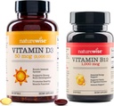 NatureWise Vitamin D3 2000iu 360 Greve og Vitamin B12 1000mcg 60 Softgel til energi, immunforsvar og sund muskel funktion