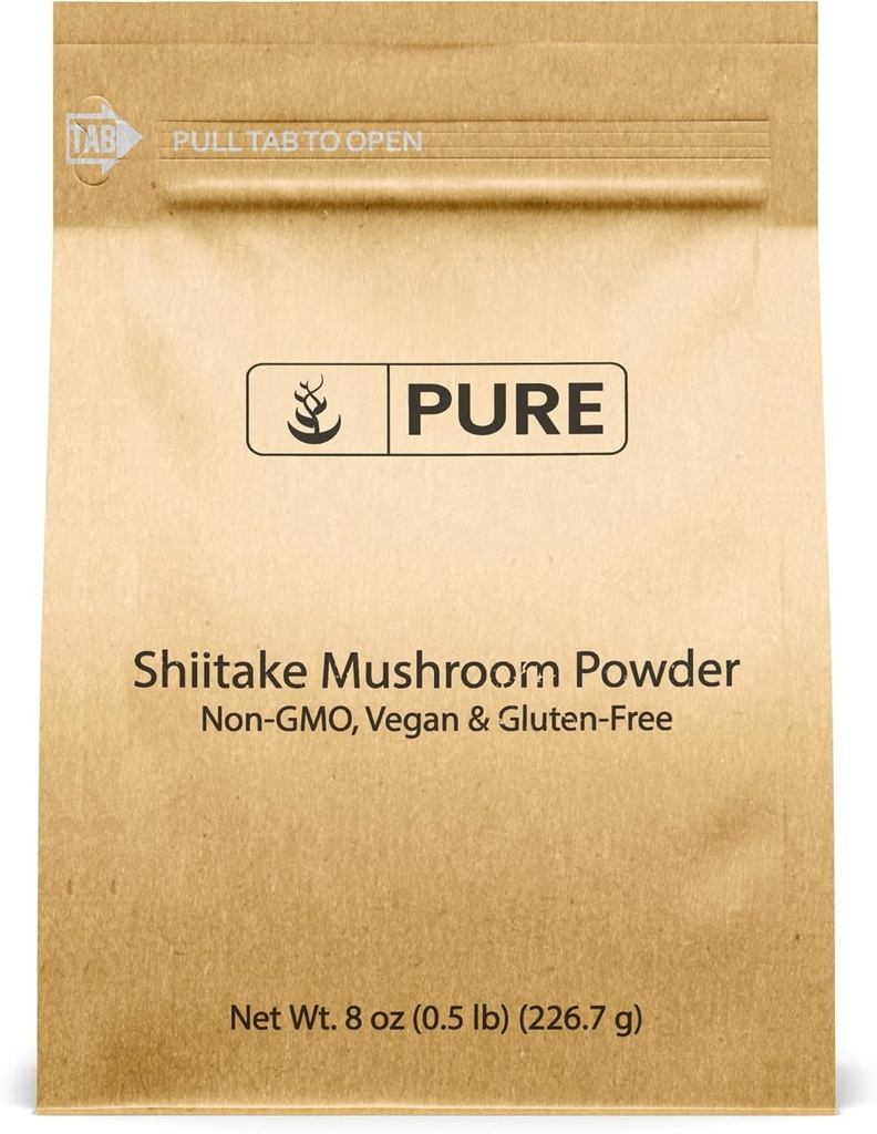 PURE ORIGINAL INGREDIENSER Shiitake Mushroom (8oz) Black Forest Mushroom, Urteudtræk, Traditionelt tillæg.