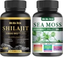 Sea Moss og Shilajit Capsule Bundle, Ashwagandha Rhodiola Rosea Ginseng Cordyceps Mushroom Ginkgo Biloba Stinging Nettle Magic Moss Blendim Black Seed Turmerisk Bladderwrack Burdock Black Pepper