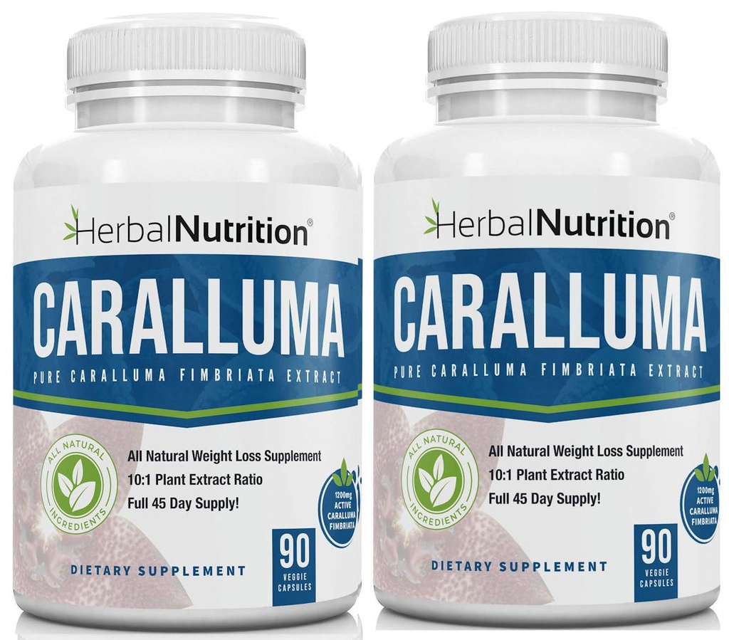 Urte Nutrition Caralluma Fimbriata 180 Kapsler To flasker pakke maksimal styrke 10: 1 Uddrag Ratio 1200mg All- Natural Diet, Energi, Endurance og Vægt Management Supplement