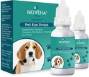 NOVEHA HydraPet ™ Pink øjendråber til hunde og katte; smøremiddel kunstige tåre med 2% natriumchlorid, Relieves Corneal Edema & Kæledyrssyndrom, Irriterede animalske øjne - 10ml (pakke med 2)