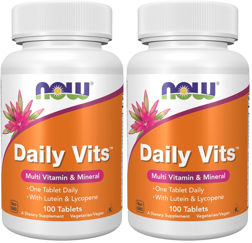 Now Supplements, Daily Vits ™, One Tablet Daily with Lutein & Lycopene, 100 Tablets (pakke med 2)