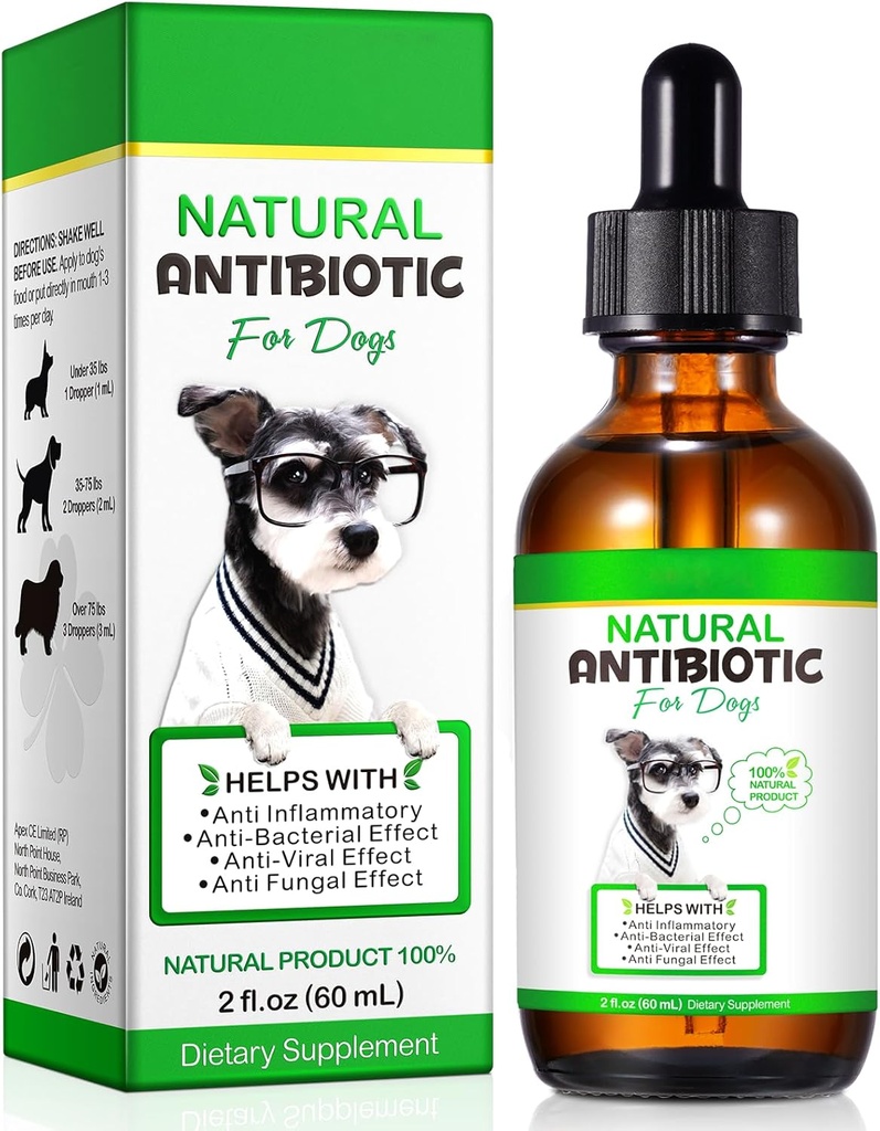 Hund Antibiotika, Naturlige Antibiotika til hunde, Hund Multivitamin Herbal Kosttilskud 60ml