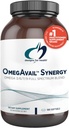 Design for sundhed Omegavail Synergy - Omega Complex for voksne - Omega 3-6-7-9 Fedtsyrer fra Borage og Macadamia Oil + triglycerid (TG) Fish Oil med DHA & EPA (180 Softgels)