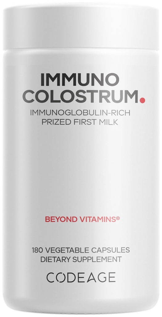 Kodeage Colostrum Supplement, Grass- Fed Colostrum - Prized First Milk - Grass- Færdig, Frysetørret - Vitaminer, Immunoglobuliner, Vækstfaktorer - Non-GMO, Gluten- Free - 180 Kapsler