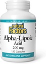 Naturlige faktorer Alpha- lipoinsyre 200 mg, Antioxidant Support, 120 kapsler