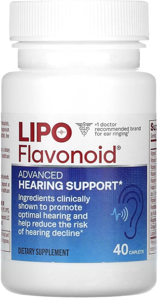 Lipo Flavonoid Advanced Hearing Support Daily Supplement - hjælper med at reducere risikoen for hørelse & fremmer optimal hørelse - 40 kapsler