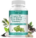 Økologiske Oregano oliekapsler - 11-in-1 Blend med sort frøolie, hyldebær, hvidløg, Olive Leaf- Magnesium & Black Pepper til Absorption - immunforsvar, luftveje og fordøjelsesbesvær - Vegan, non-GMO, 120 Ct