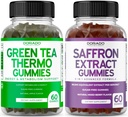 Green Tea Fat Burner (60 Greve) Vægttab Fat Burner Appetittilskud til voksne og safran kosttilskud (60 Gummies) Premium Sugar Free Gummy - 5 i 1 Advanced Formel - Vegan Safe & USA Made
