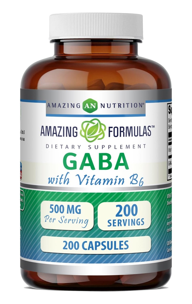 Amazing Formulas GABA med B6-vitamin Supplement124; 500 Mg Per Serving Budd124; 200 Kapsler Budding124; Non- GMO Budd124; Gluten Free Budding124; Lavet i USA