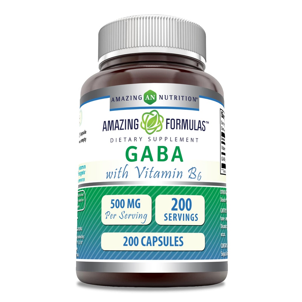 Amazing Formulas GABA med B6-vitamin Supplement124; 500 Mg Per Serving Budd124; 200 Kapsler Budding124; Non- GMO Budd124; Gluten Free Budding124; Lavet i USA