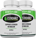Estrohalt 2 Pack 120 Pills- Best Estrogen Blocker DIM Supplement (Diindolylmethane) and Indole-3-Carbinol (I3C) for Women & Men | Natural Aromatase Inhibitor Vitamin to Help PCOS, Menopause, and PMS