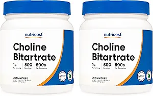 Nutricost Pure Cholin Bitartrate Powder 500G (2 flasker)