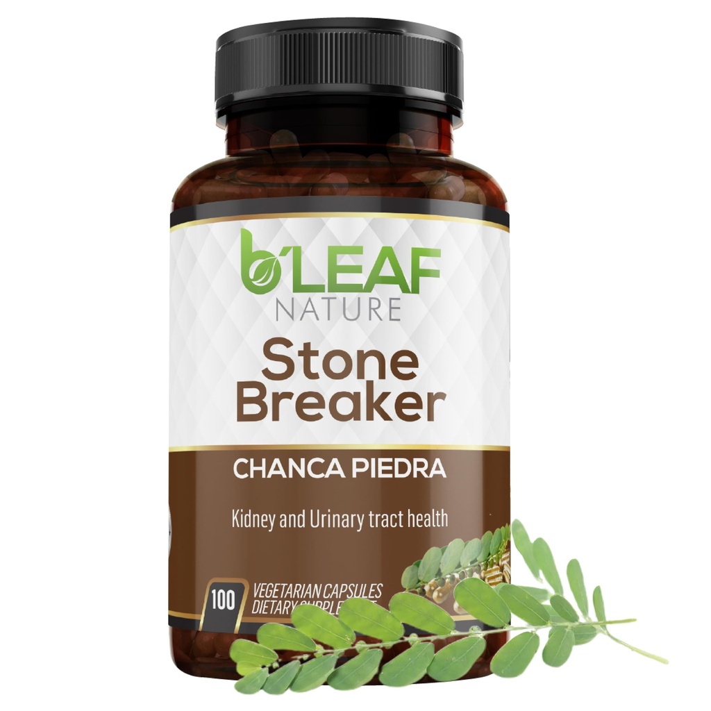 B 'Leaf Nature Chanca Piedra Stone Breaker, 100 kapsler, 1000mg - Traditional Herbal Nyre Support - Non-GMO, Vegan, Gluten- Free Urinary Tract & Lever Wellness