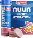 Nuun Sport Electrolyte Tablets with Magnesium, Calcium, Kalium, Chlorid & Natrium, Gluten Free & Vegan, Citrus Fruit, 8 Pack (80 Servering i alt)