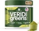 Veridi Grønne for mænd 40 + Buddy 124; Daily Superfood Green Powder for Prostate Health, Hormone & Energy Support Buddy 124; Premium USA Blend med Spirulina, Saw Palmetto, Zink & Enzymes
