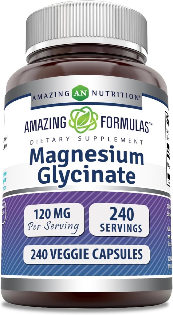 Amazing Formulas Magnesium (Glycinate) 120 mg per servering Supplement Note 124; Veggie Kapsler Note 124; med Magnesium Glycinate