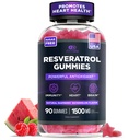 EFFEKTIV NUTRA Resveratrol Gummies 1500mg Gummies 124; Sugar- Free Supplement for Antioxidant Support, Immunitet, Heart Health, and Brain Function; 45- Day Supply, Natural Berry Flavor, Made in USA (90 Count)
