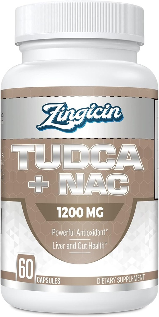 TUDCA med NAC Supplement 1200mg - 60 kapsler, kraftfulde TUDCA Bile Salt Plus N- Acetyl- Cystein, Antioxidant Kosttilskud til lever, fordøjelse